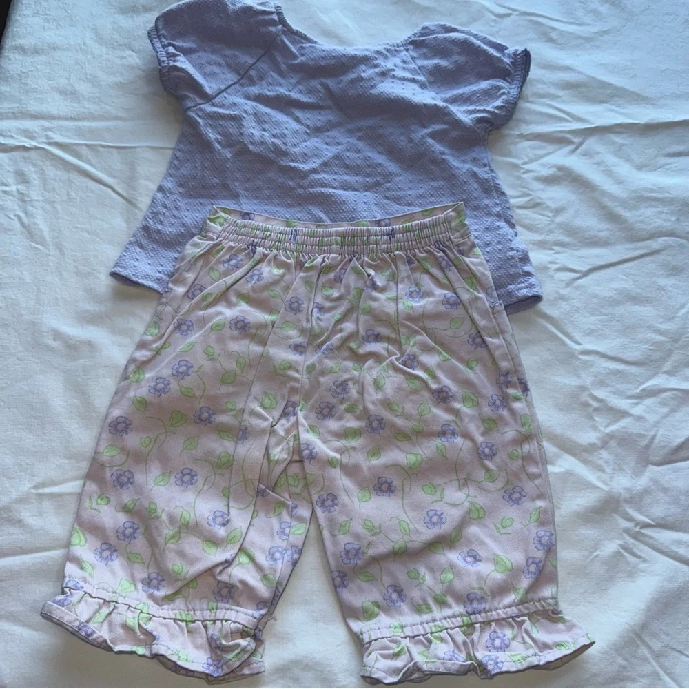 Y2K VTG Winnie the Pooh & Piglet Pants Set Embroidered Floral Ruffle 18 Month